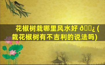 花椒树栽哪里风水好 🌿 (栽花椒树有不吉利的说法吗)